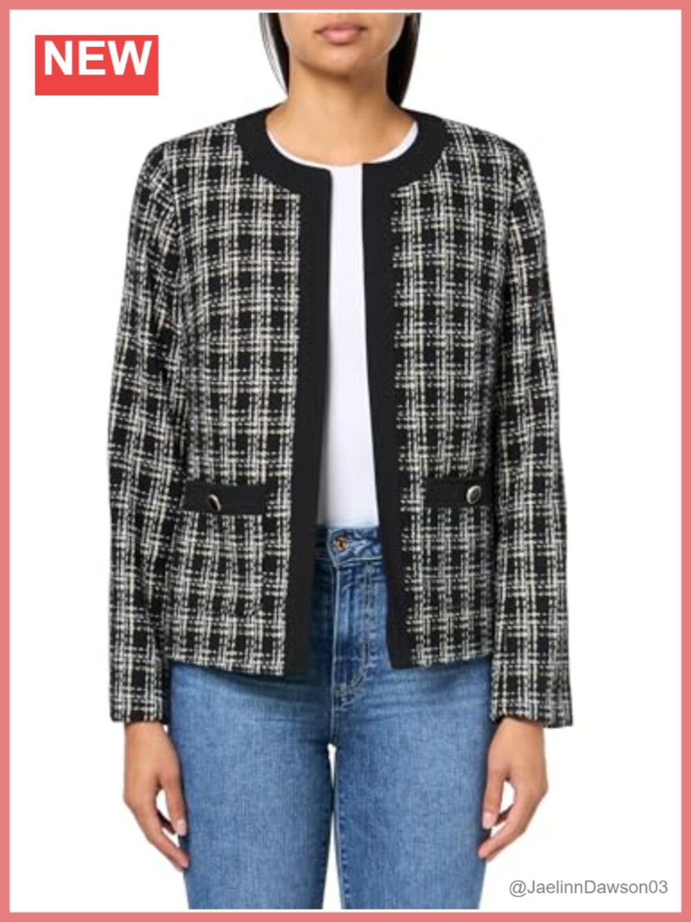 Long Sleeve Two Pocket Open Front Cardigan Sweater Plaid Fall